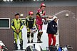 表彰式ではシャンパンファイトも行われます。表彰台に立つライダーの、誇らしい笑顔が印象的です。