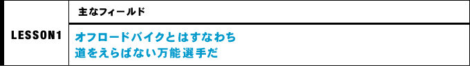 オフロードバイクとはすなわち道をえらばない万能選手だ