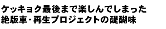 ケッキョク最後まで楽しんでしまった 絶版車・再生プロジェクトの醍醐味