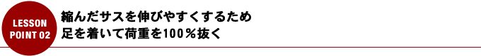 縮んだサスを伸びやすくするため 足を着いて荷重を100％抜く