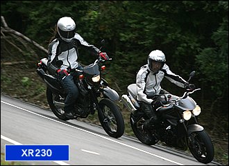 250cc 中心の、いわゆるオフロードモデルで使い勝手の良さはナンバーワン。軽量・コンパクトな車体と走破性を活かして買い物から林道ツーリングまで、本当の意味でオールマイティに使える。ウィリーやスライドなど過激テクを安全に学ぶにも最適の教材。ただし、ブロックタイヤの限界は高くないので過信は禁物。コーナリングもほどほどに楽しみたい。