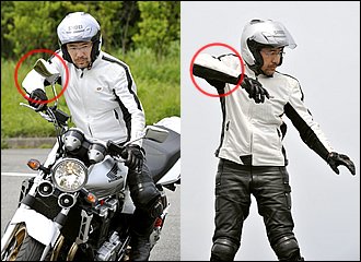 左のＵターンも出来るとライディングの幅が広がります。車体を傾けるほど右手は高くなります。スロットルは外側から斜めに、小指と薬指で軽く握るようにするとスムーズに操作できるはずです。左ターンはまさに「弓を射る」イメージで、右手に合わせて右肘を高く構えると懐にゆとりができます。