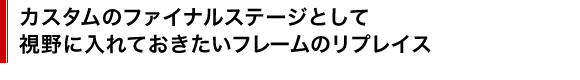 カスタムのファイナルステージとして視野に入れておきたいフレームのリプレイス"