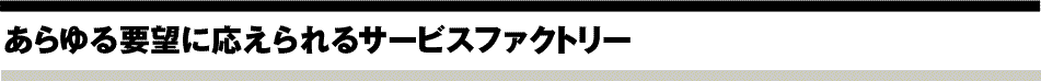 あらゆる要望に応えられるサービスファクトリー