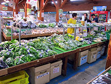 野菜販売コーナーが大部分を占めており、お客さんもほとんどが野菜目当てでした。果物から葉っぱものまで豊富に販売されています。