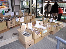 入口前に地元の農産物が所狭しと置いてありますが、これを買い求めるために立ち寄る車が少ないように思えます。